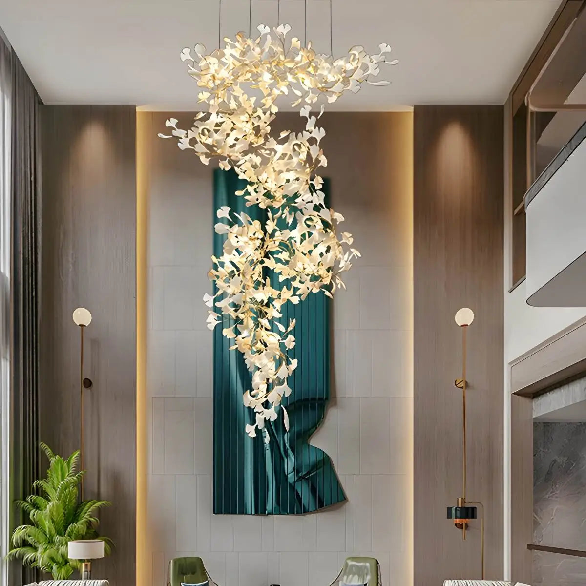 flairel Large Ginkgo Leaf Chandelier