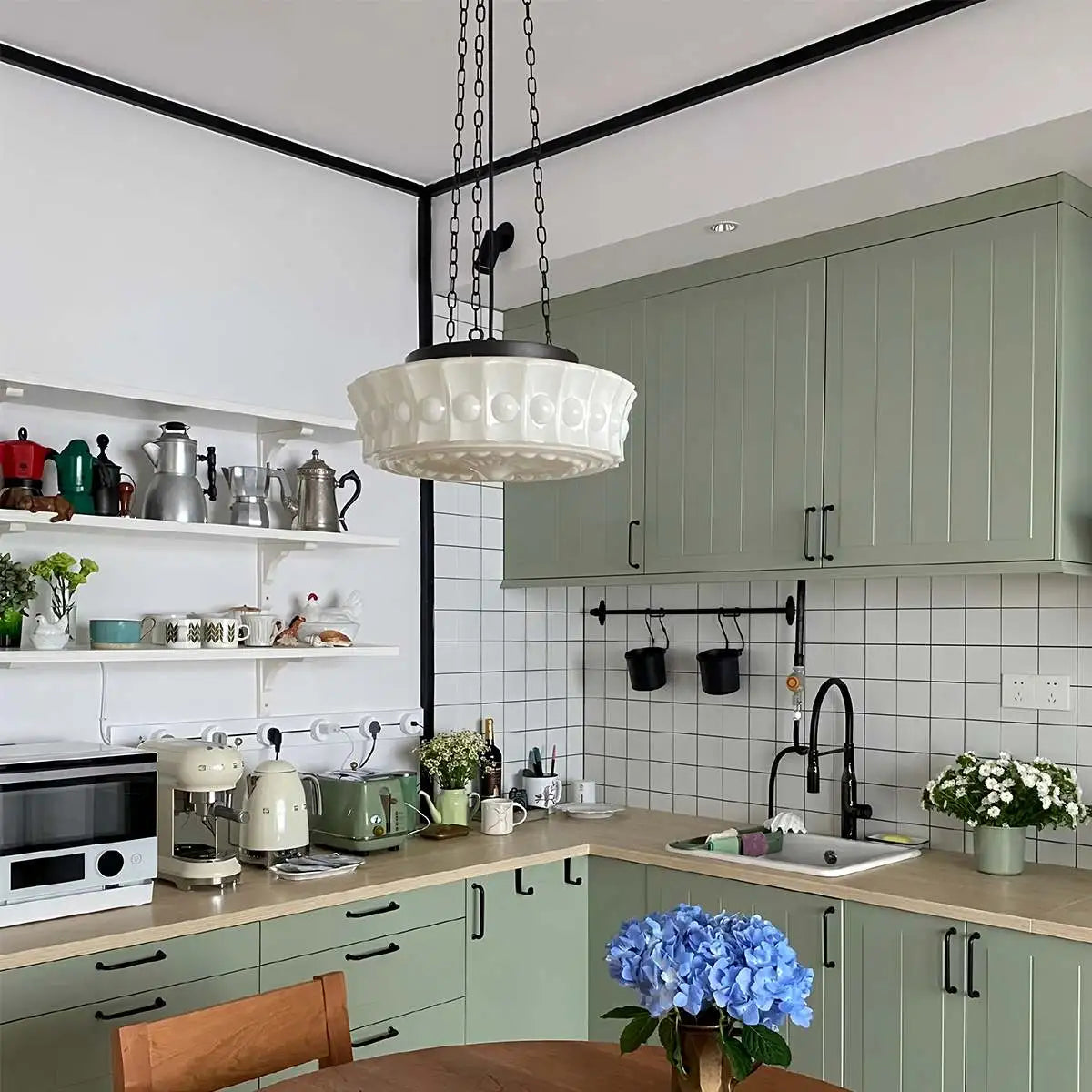 flairel Hailie Vintage French Dome Pendant Light for Living Room