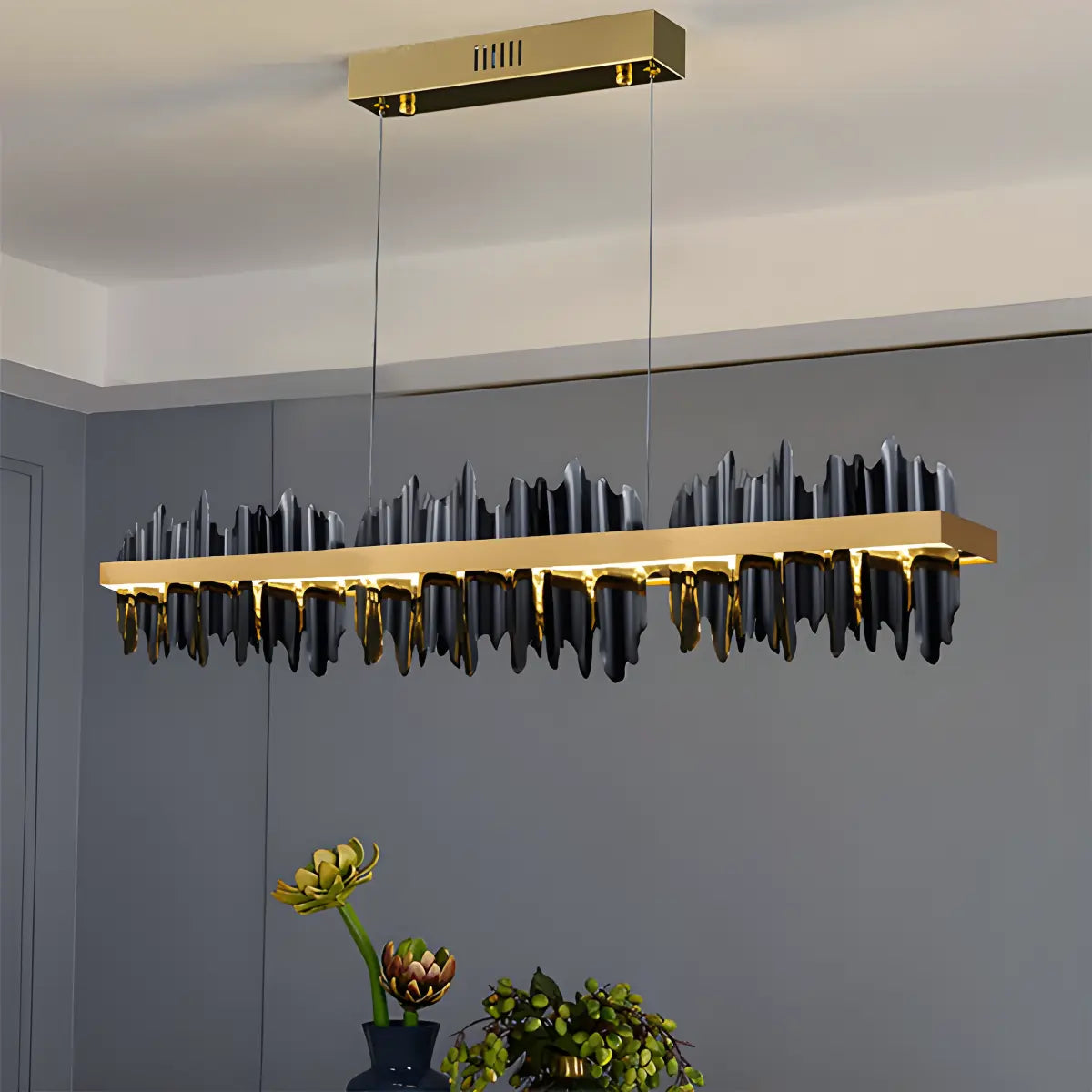 flairel Iceberg Linear Chandelier-Black & Gold