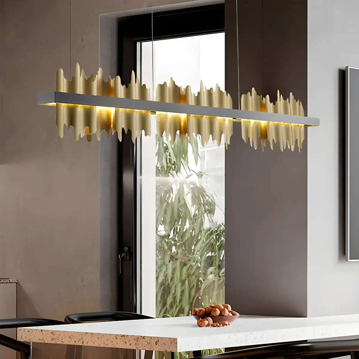 flairel Iceberg Linear Chandelier-Black & Gold