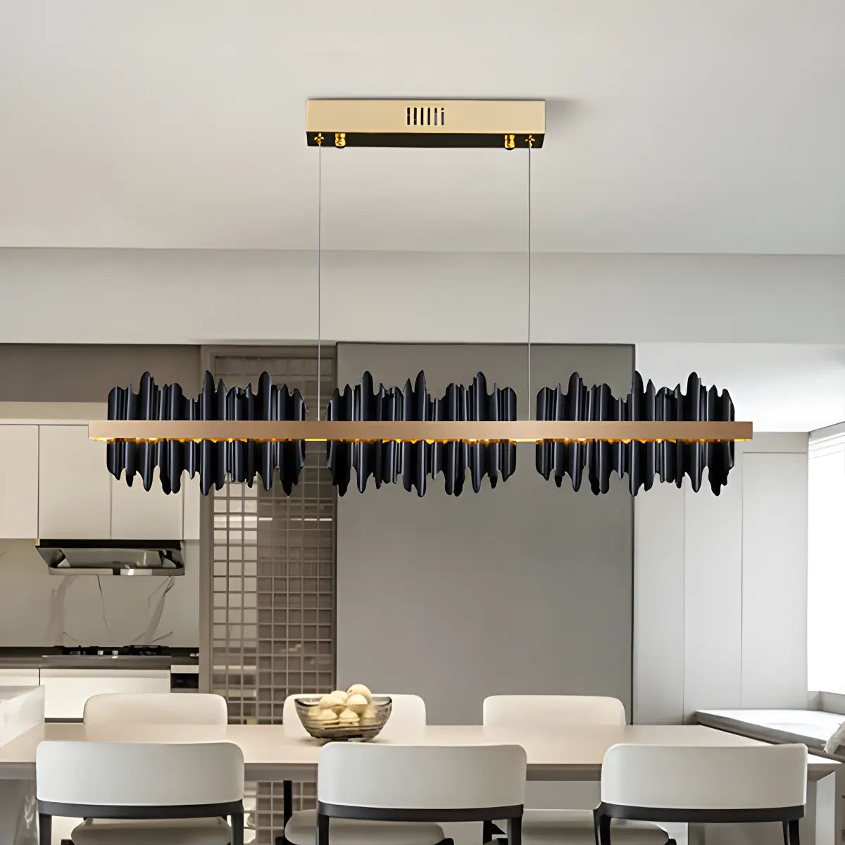 flairel Iceberg Linear Chandelier-Black & Gold