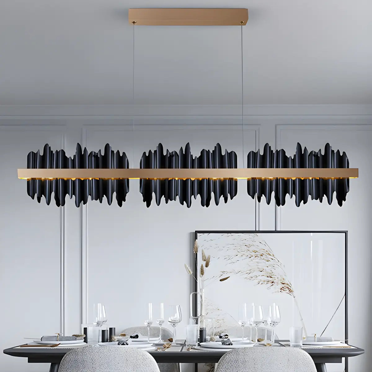 flairel Iceberg Linear Chandelier-Black & Gold
