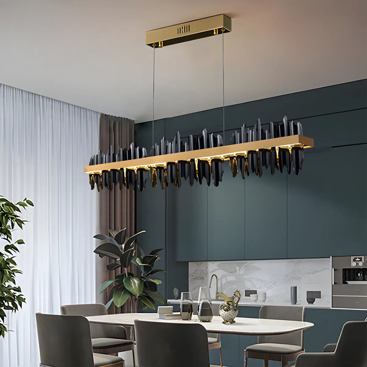 flairel Iceberg Linear Chandelier-Black & Gold