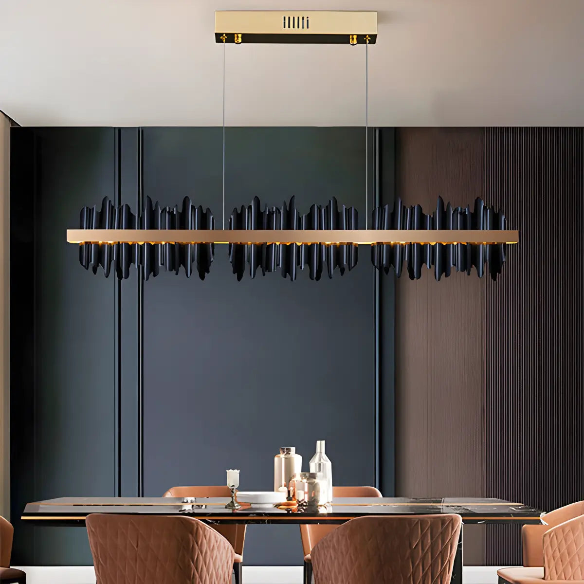 flairel Iceberg Linear Chandelier-Black & Gold