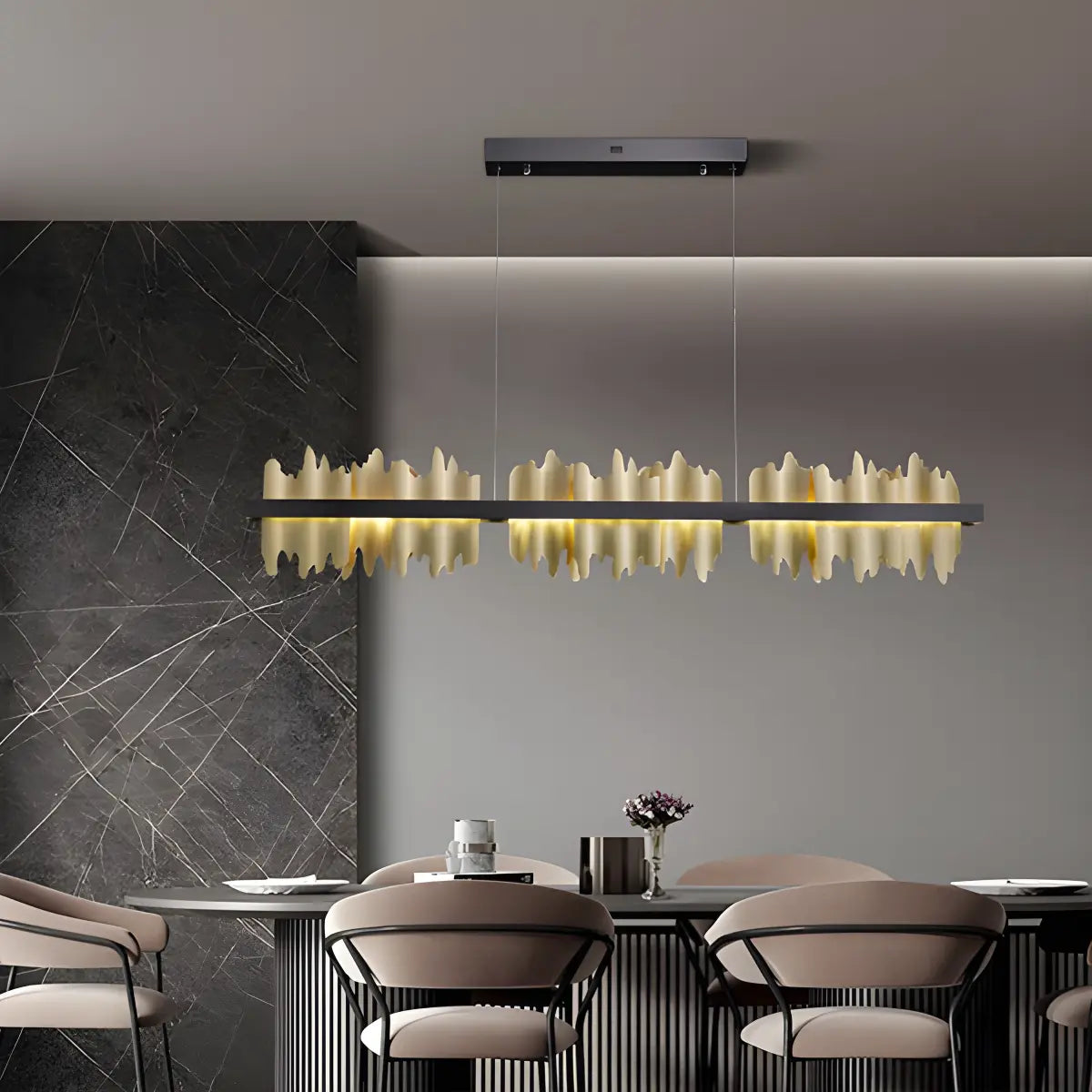 flairel Iceberg Linear Chandelier-Black & Gold