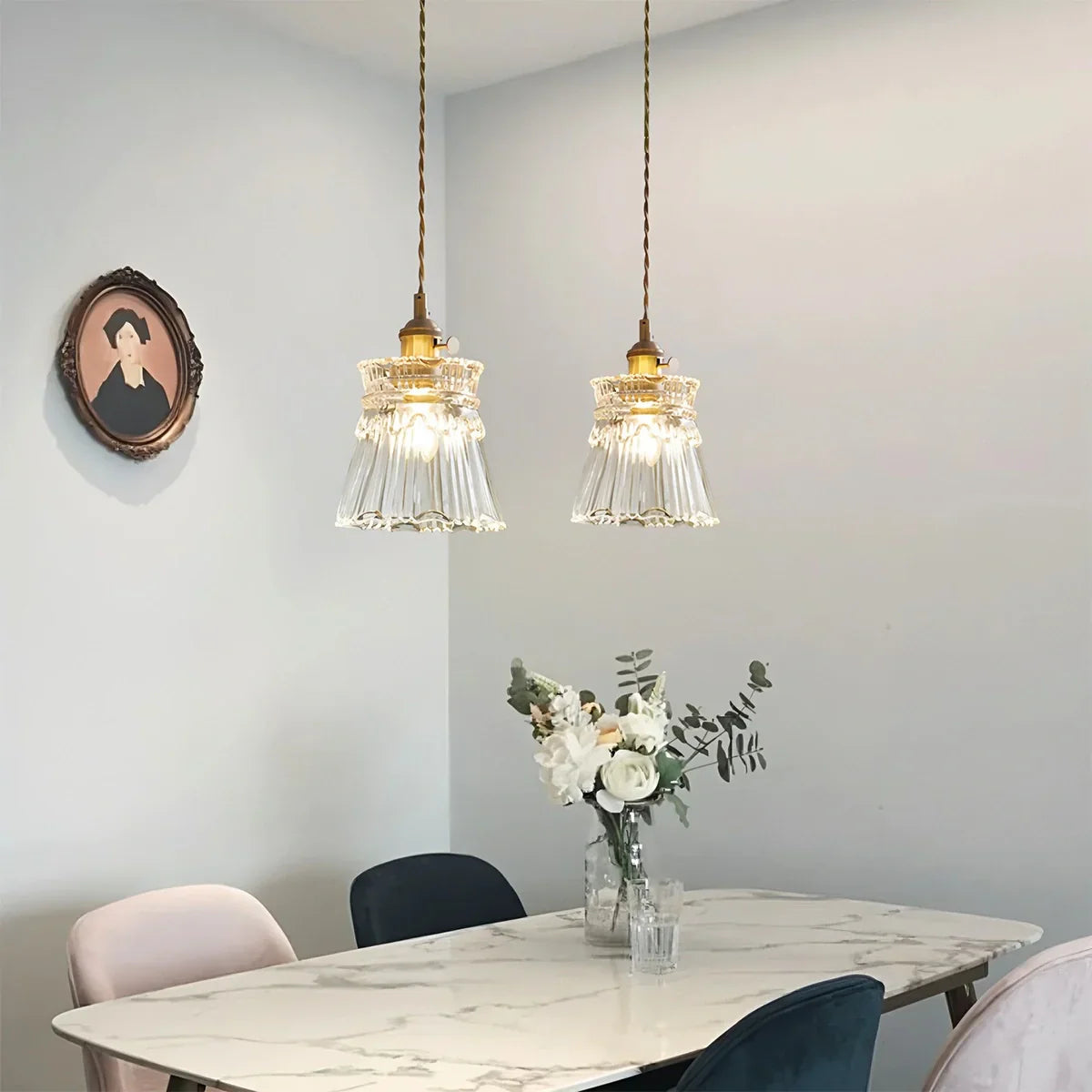 flairel Isabel Glass Pendant Light for Kitchen Island