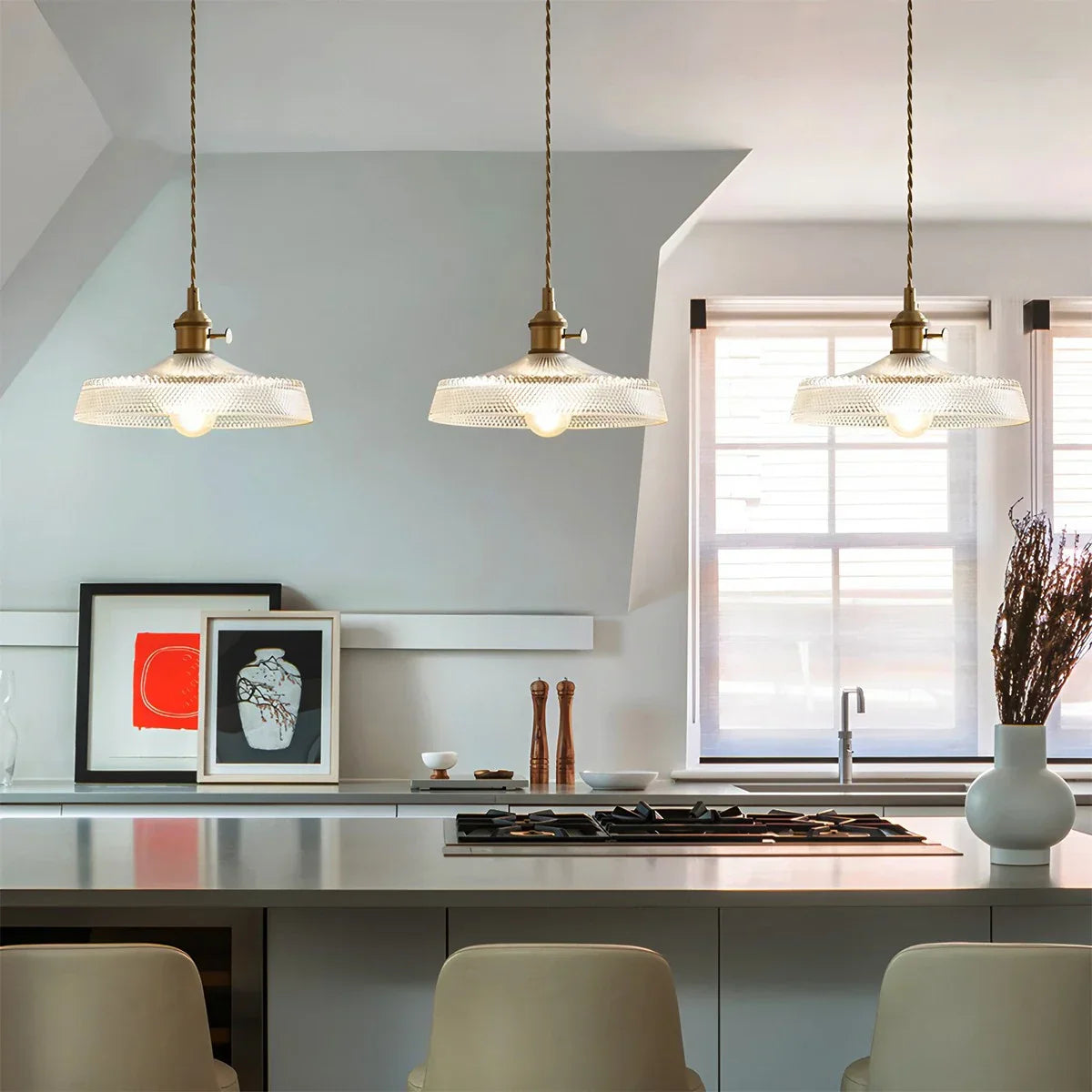 flairel Isabel Glass Pendant Light for Kitchen Island