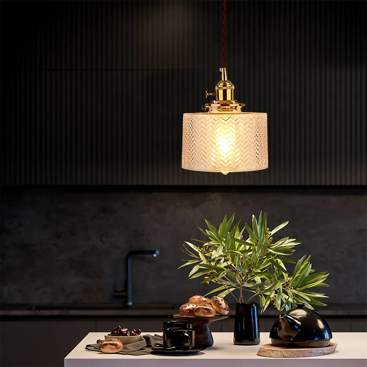 flairel Isabel Glass Pendant Light for Kitchen Island