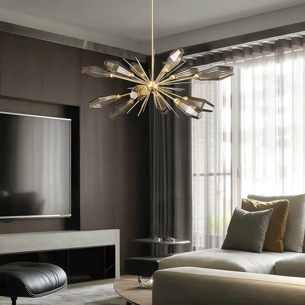 flairel Kristal Rock Glass Chandelier for Dining Room