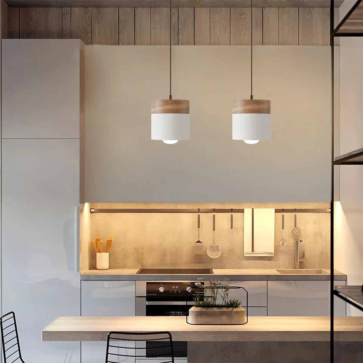 flairel Laetus Modern Wood Accent Pendant Light