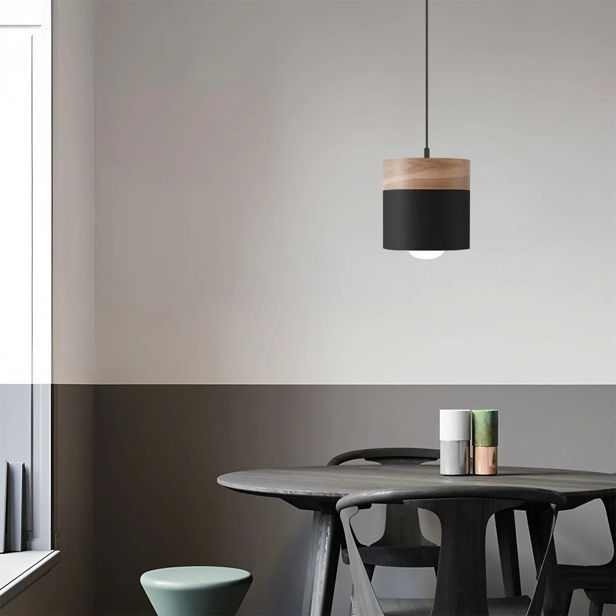 flairel Laetus Modern Wood Accent Pendant Light