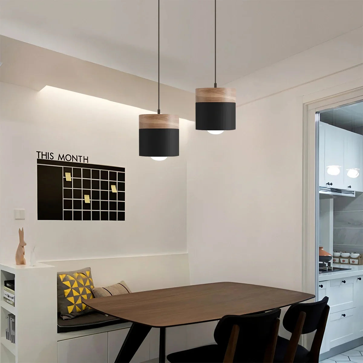 flairel Laetus Modern Wood Accent Pendant Light