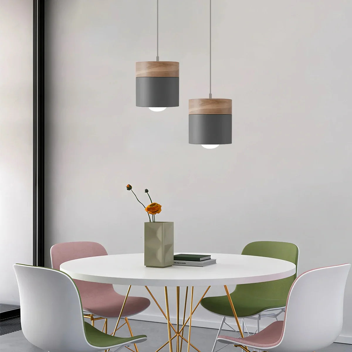 flairel Laetus Modern Wood Accent Pendant Light