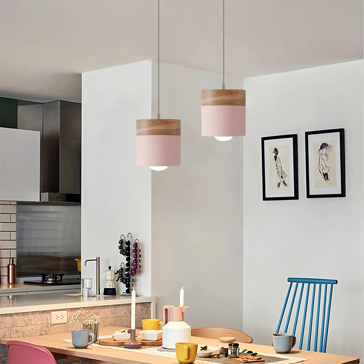 flairel Laetus Modern Wood Accent Pendant Light