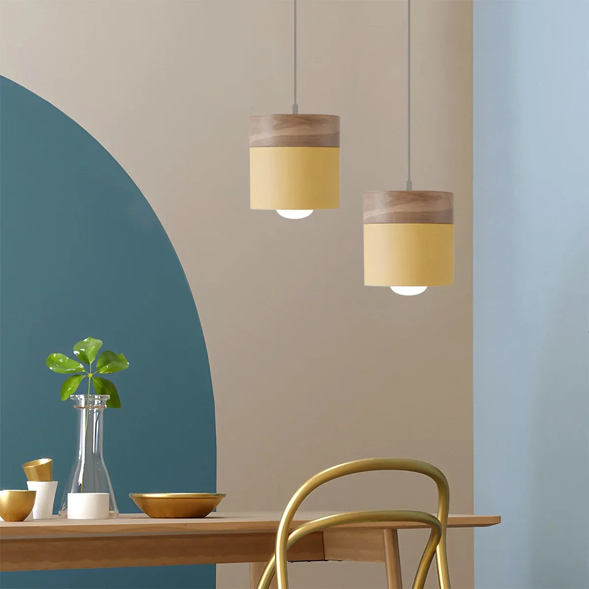 flairel Laetus Modern Wood Accent Pendant Light