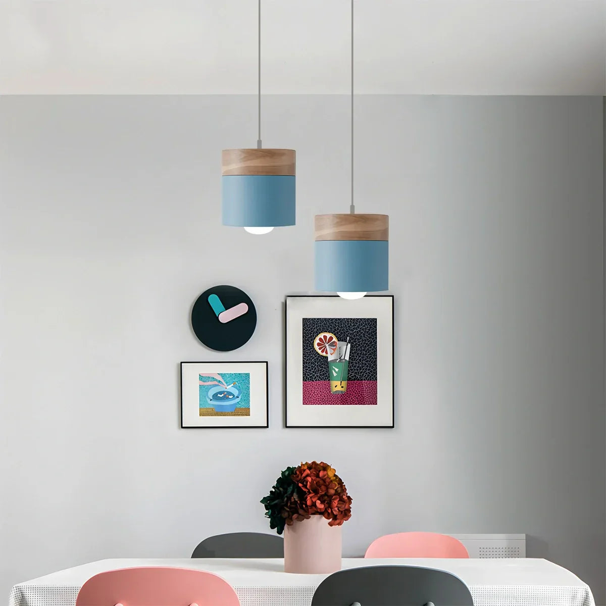 flairel Laetus Modern Wood Accent Pendant Light