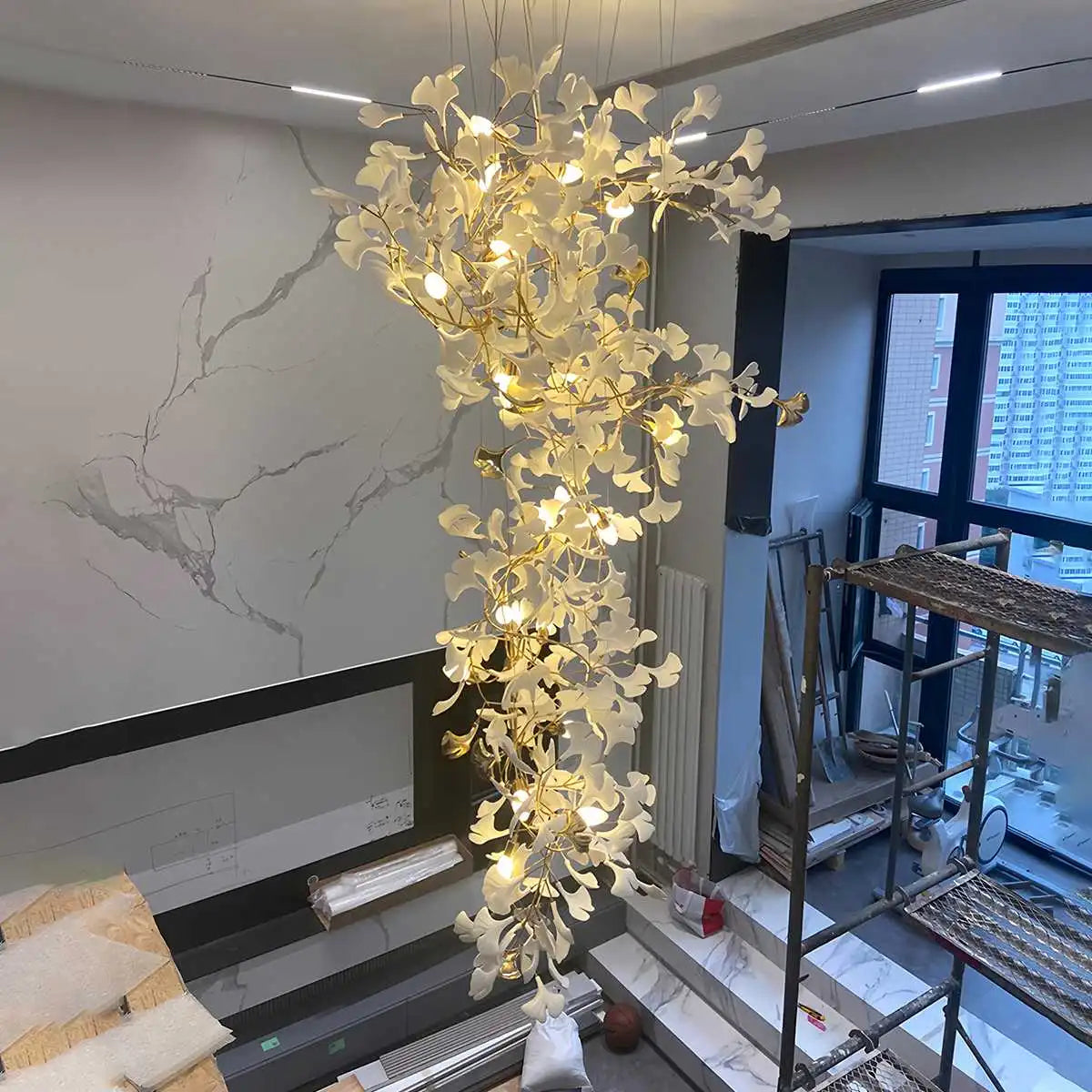 flairel Large Ginkgo Leaf Chandelier