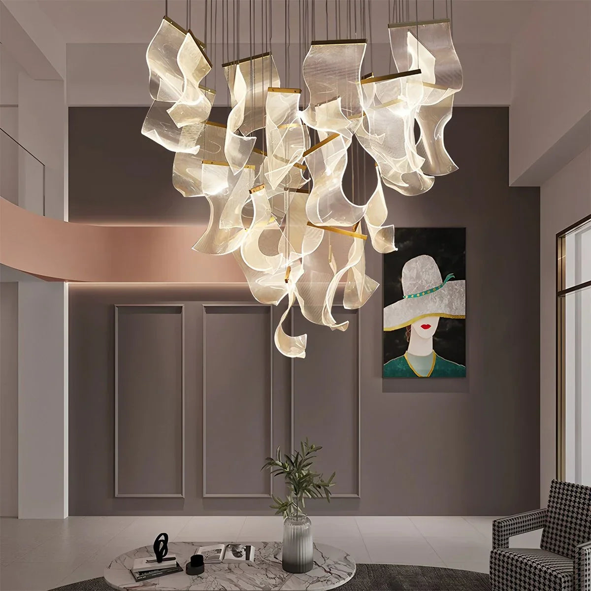 flairel Light Luxury Art Large Chandelier