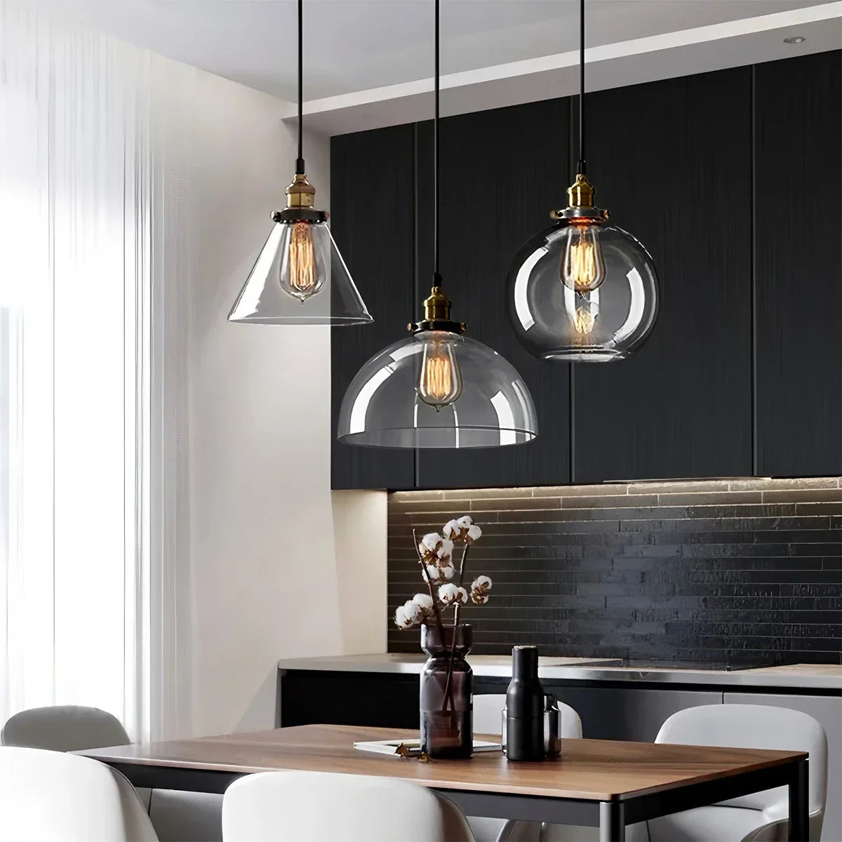 flairel Mabel Glass Pendant Light for Kitchen Island