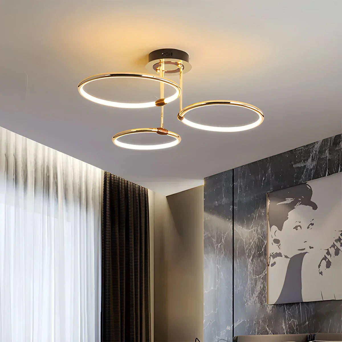 flairel Metal Circular Chandelier Ceiling Lamp