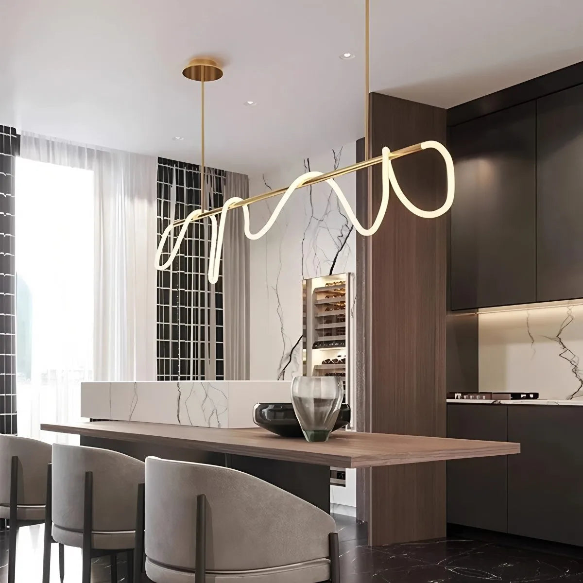 flairel Modern Long Hose Led Pendant Light for Dining Room