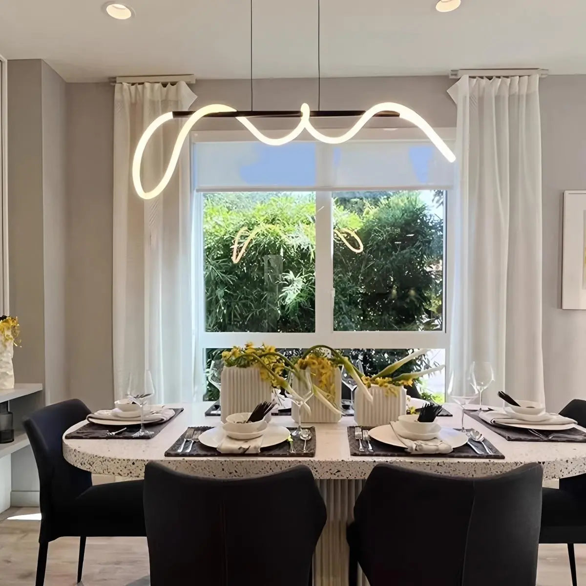 flairel Modern Long Hose Led Pendant Light for Dining Room