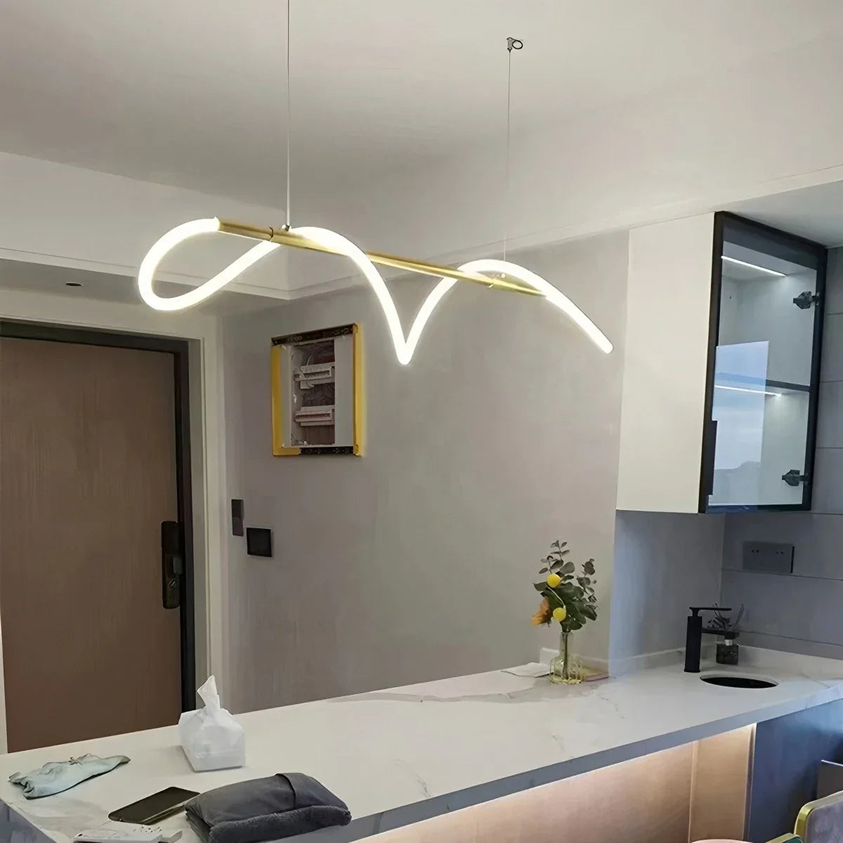 flairel Modern Long Hose Led Pendant Light for Dining Room