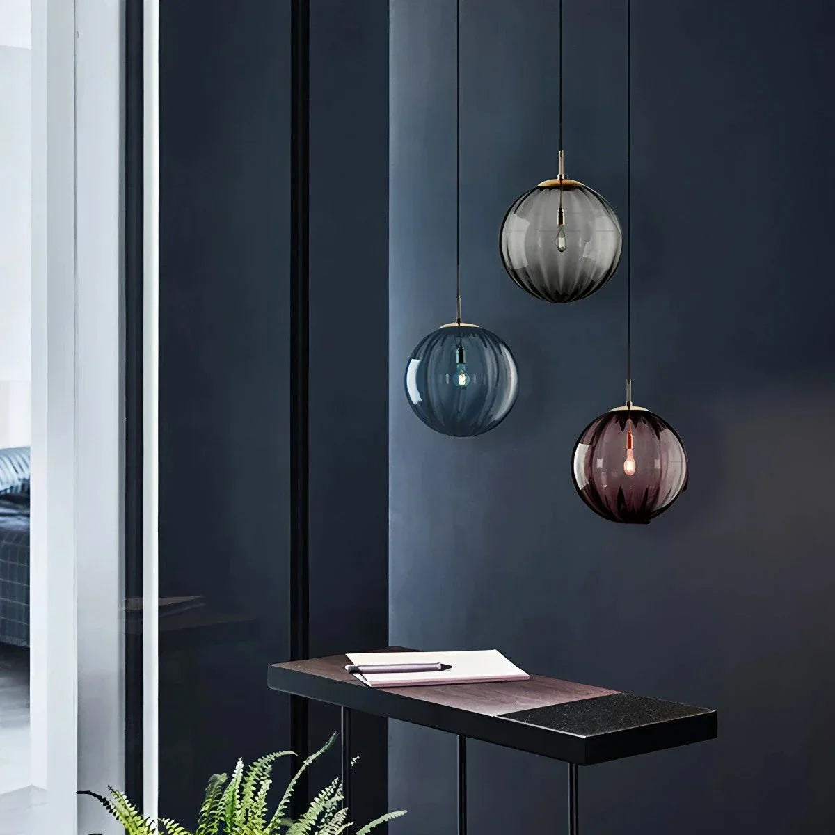 flairel Modern Nordic Water Pattern Glass Ball Pendant Light