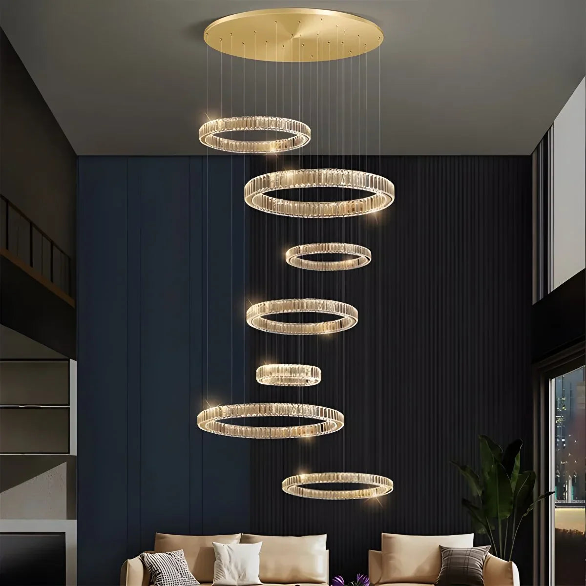 flairel Nordic Circular Villa Crystal Chandelier