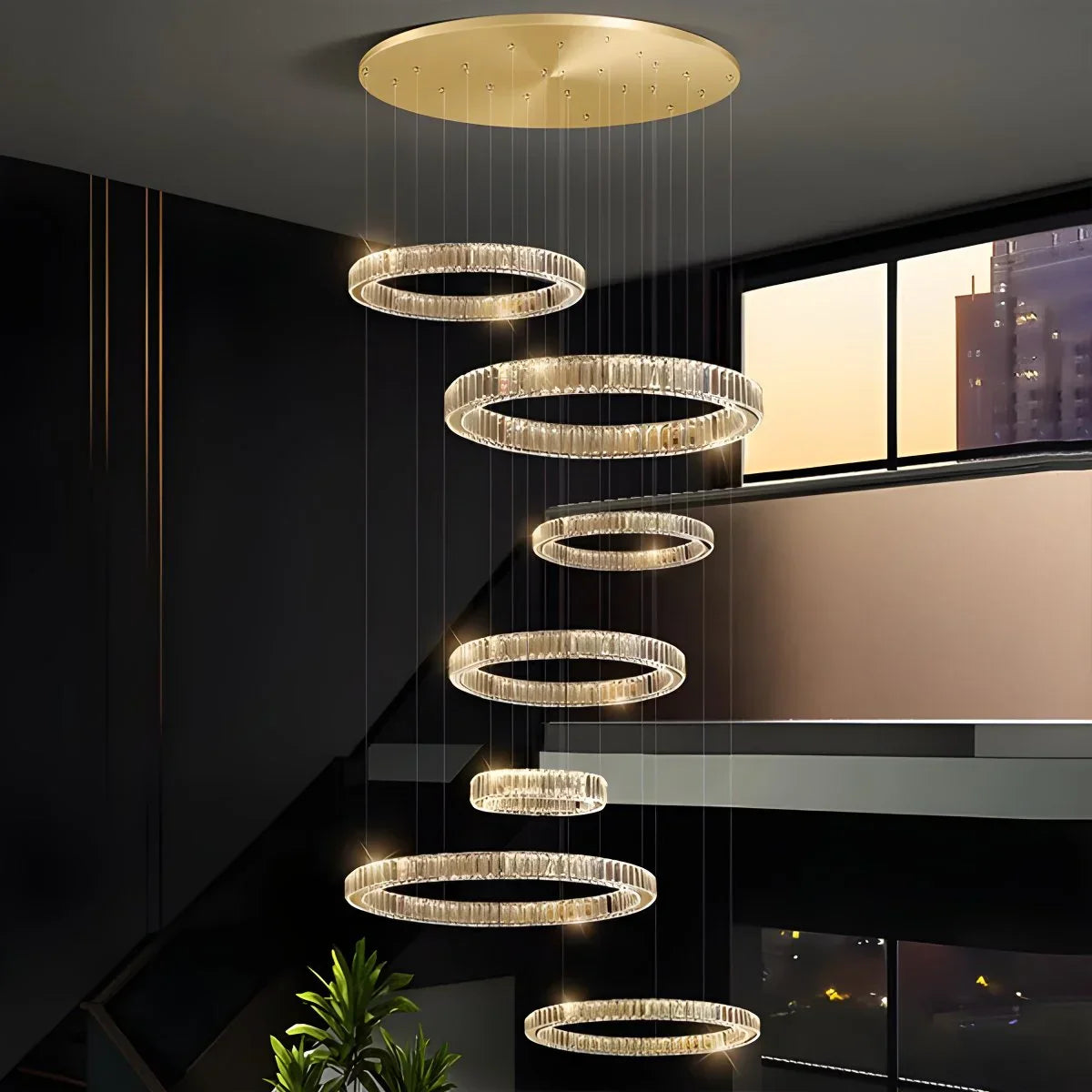 flairel Nordic Circular Villa Crystal Chandelier
