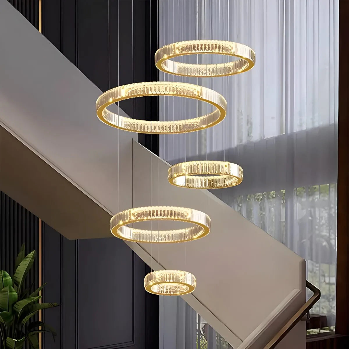 flairel Nordic Circular Villa Crystal Chandelier