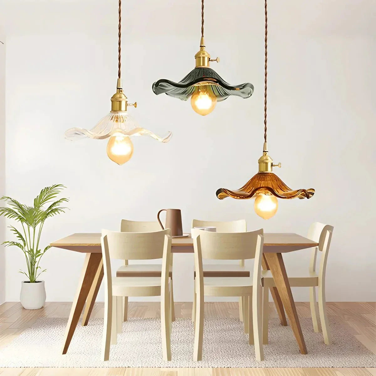 flairel Nordic Japanese Glass Chandelier for Living Room