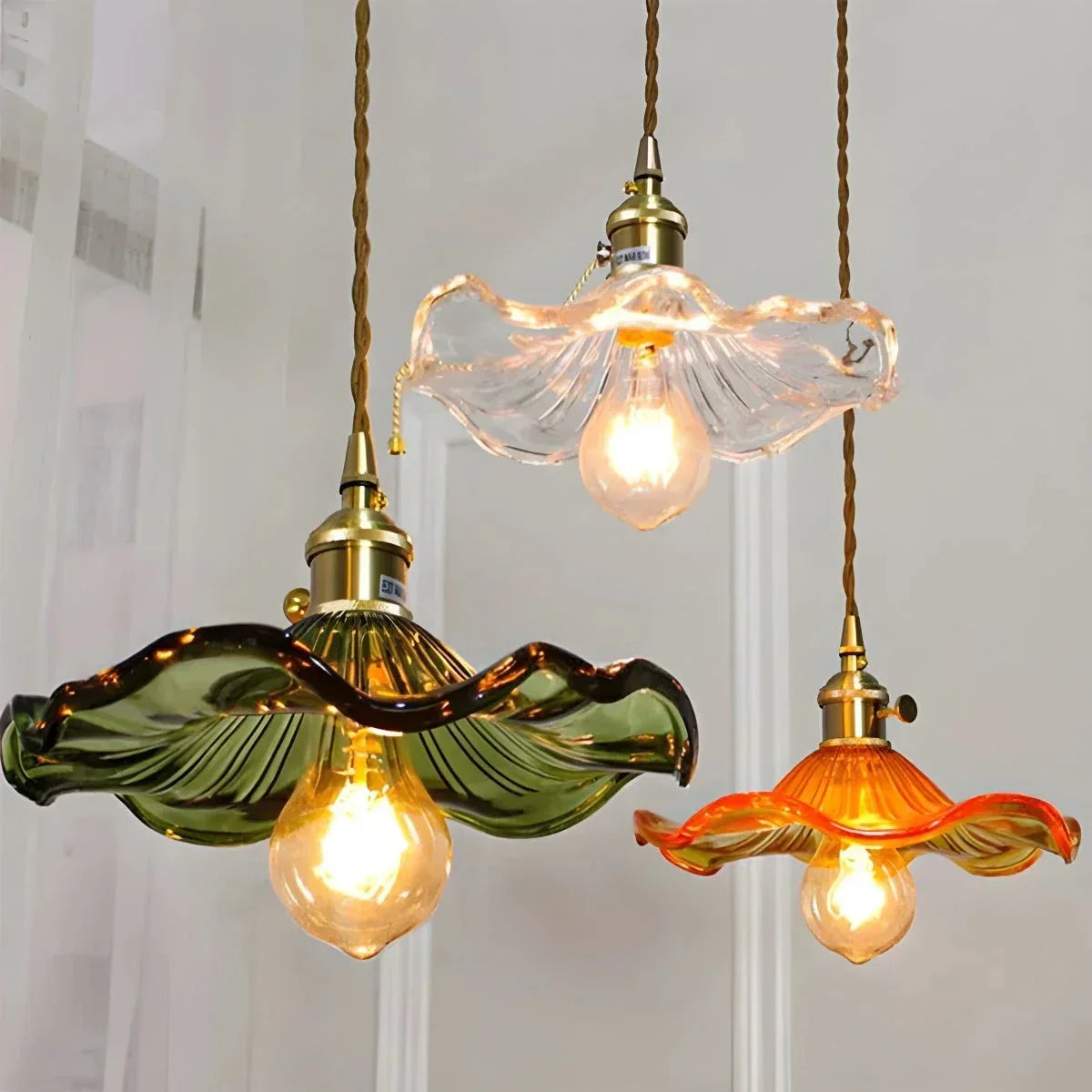 flairel Nordic Japanese Glass Chandelier for Living Room