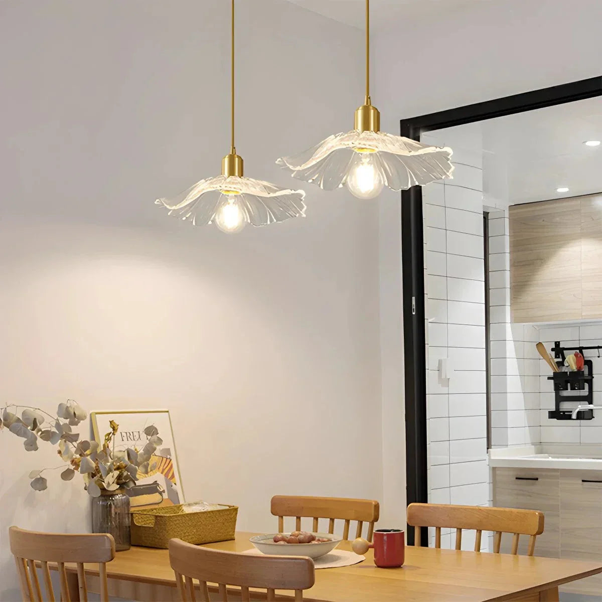 flairel Nordic Japanese Glass Chandelier for Living Room