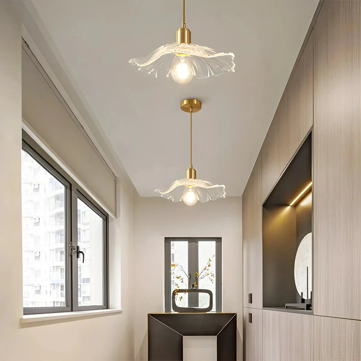 flairel Nordic Japanese Glass Chandelier for Living Room