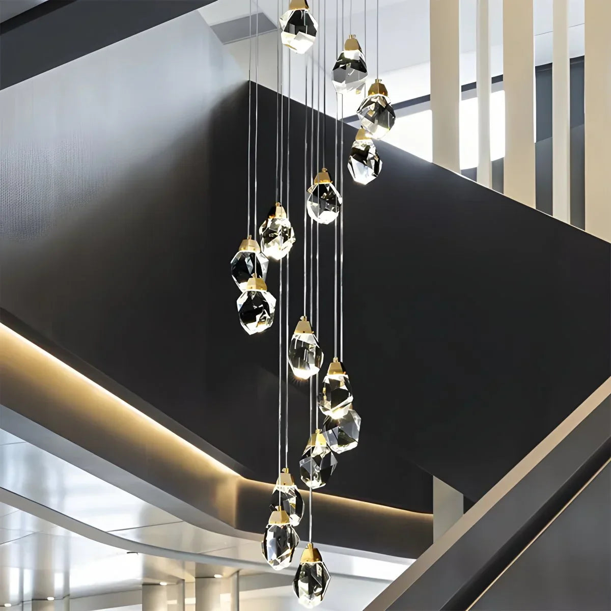 flairel Rock Crystal Rain Chandelier for Living Room