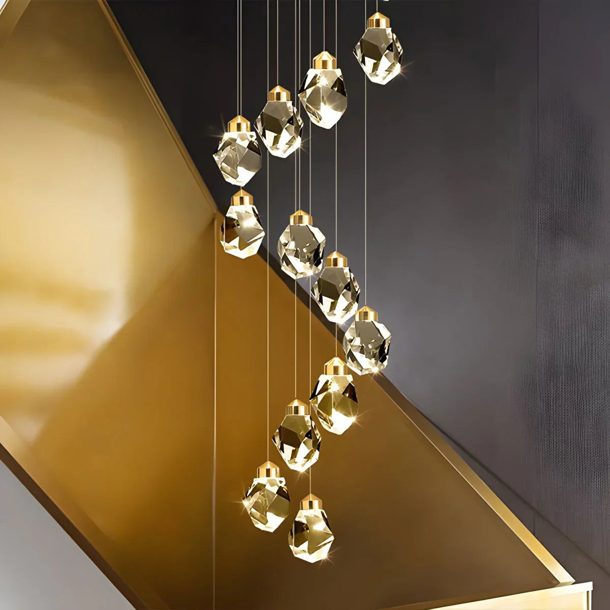 flairel Rock Crystal Rain Chandelier for Living Room