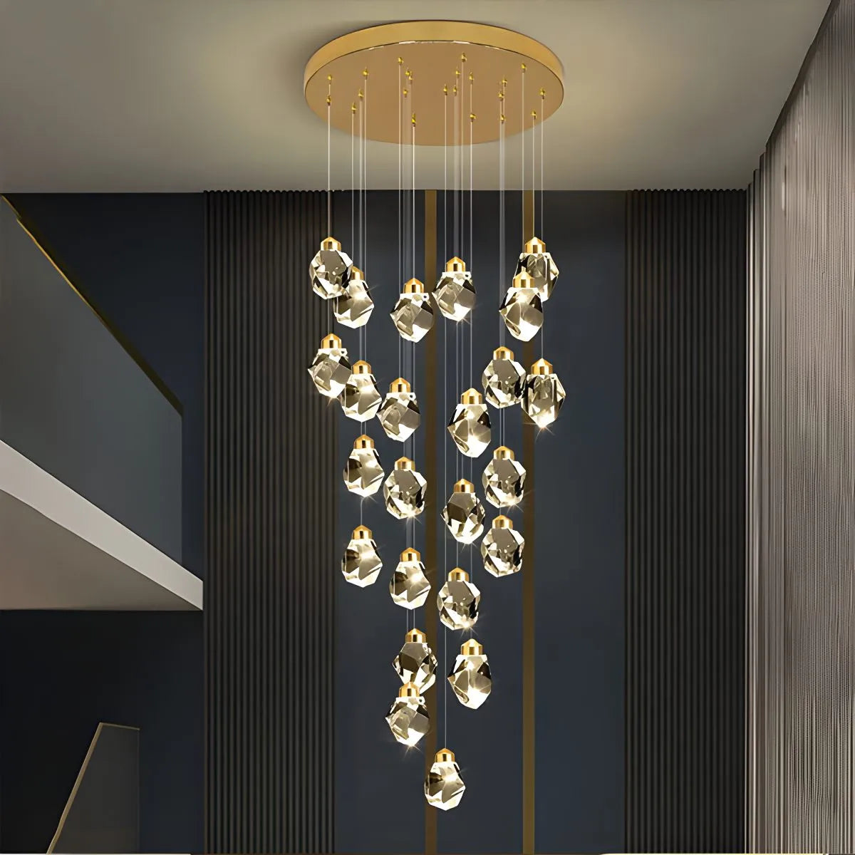 flairel Rock Crystal Rain Chandelier for Living Room