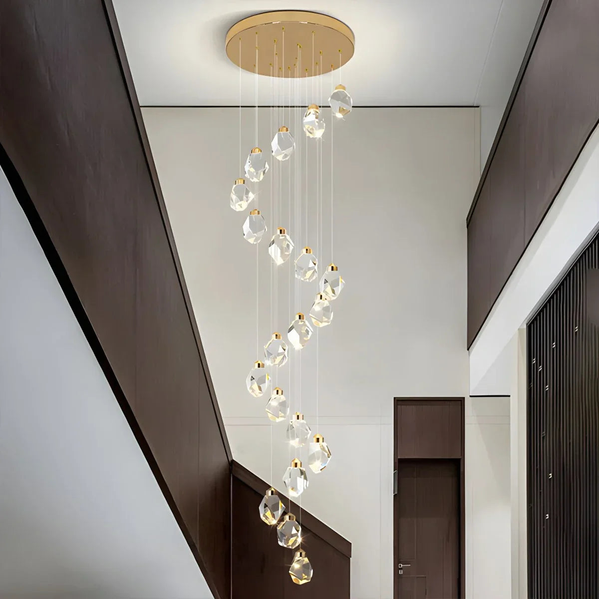 flairel Rock Crystal Rain Chandelier for Living Room