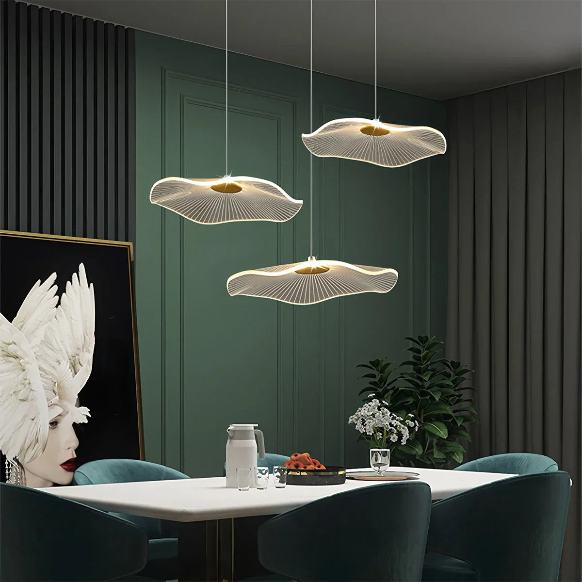 flairel Rotasu Lotus Leaf Staircase Chandelier