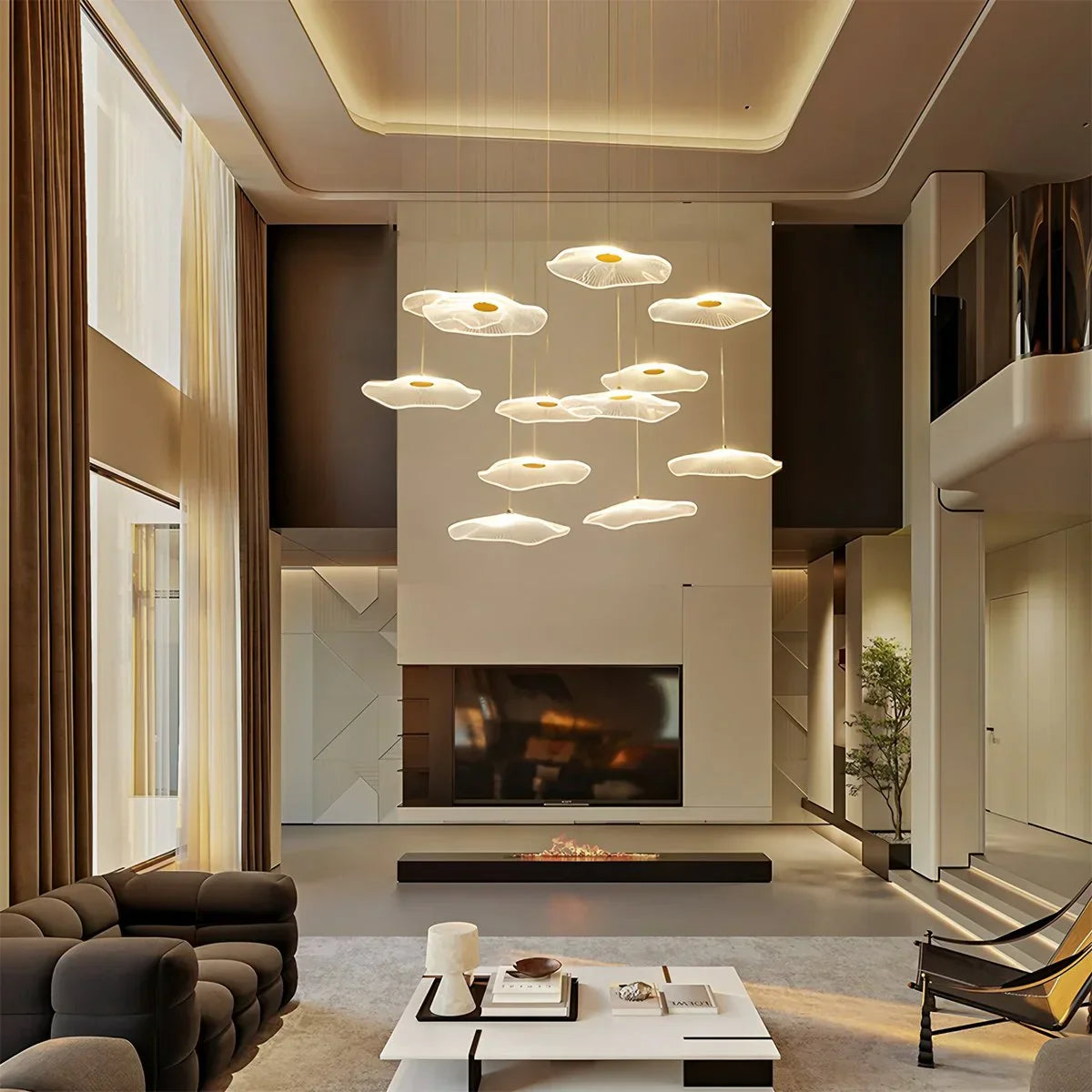 flairel Rotasu Lotus Leaf Staircase Chandelier