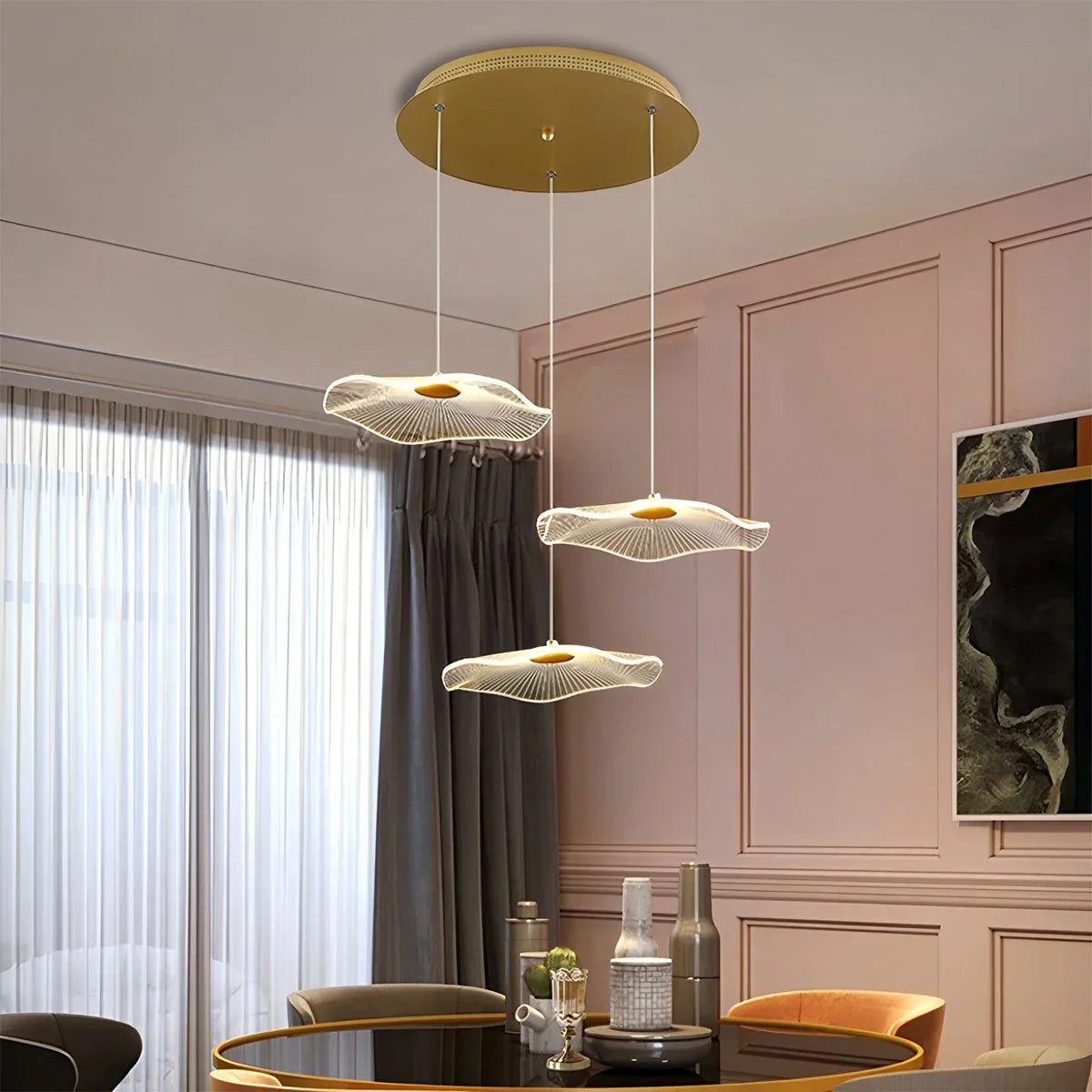 flairel Rotasu Lotus Leaf Staircase Chandelier