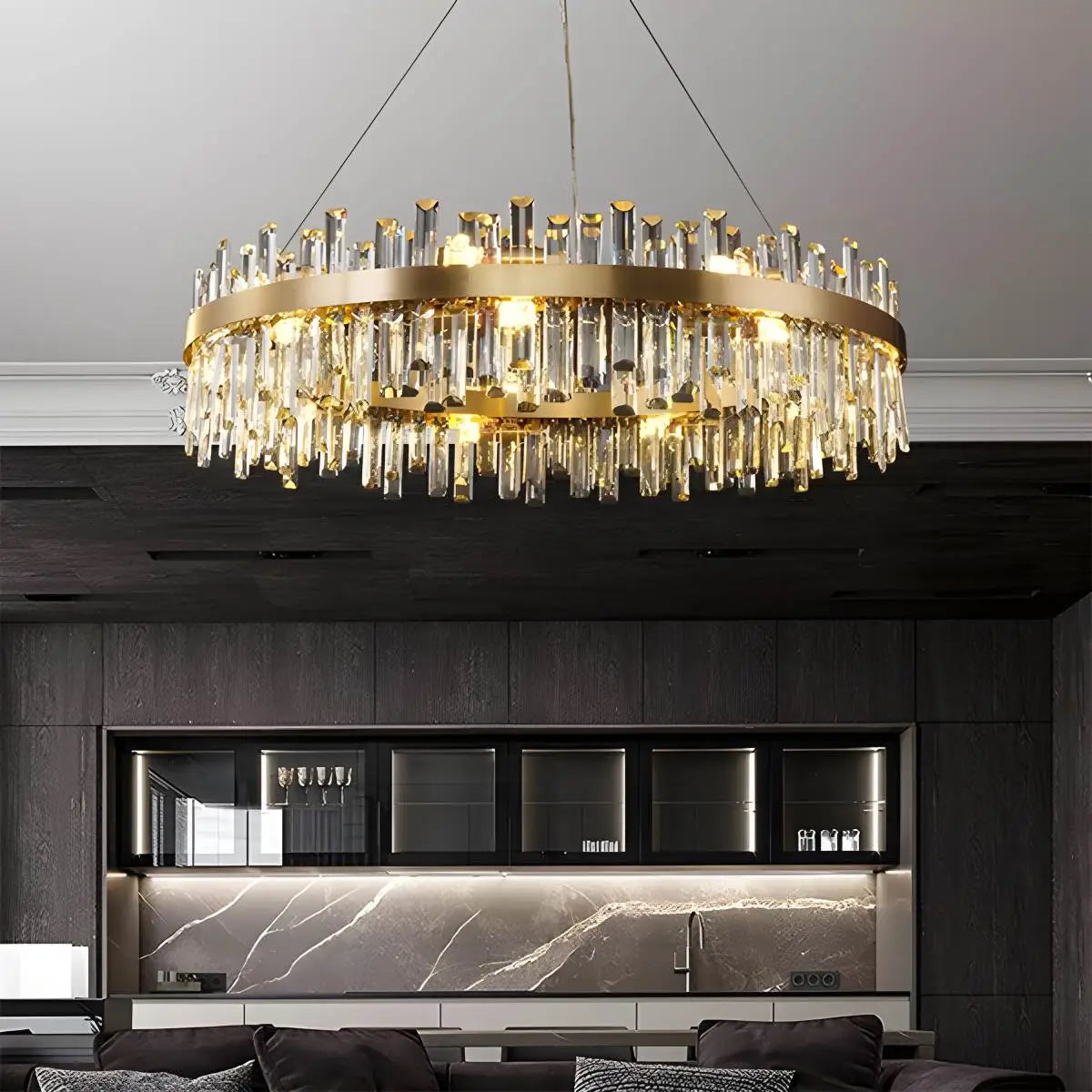 flairel Round Oval Crystal Chandelier