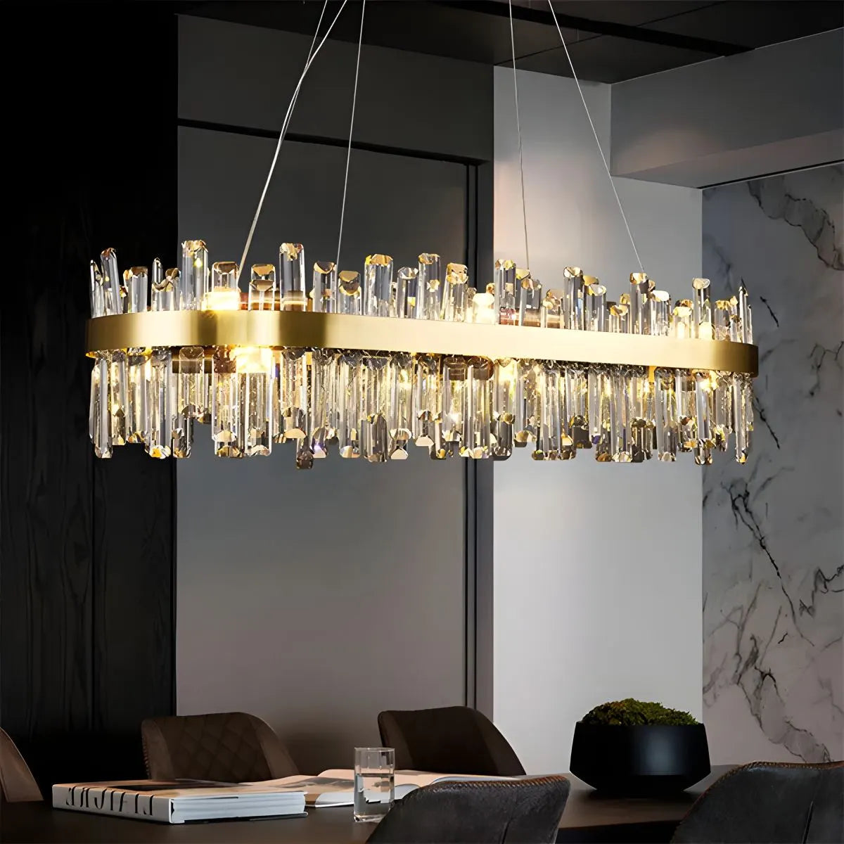 flairel Round Oval Crystal Chandelier