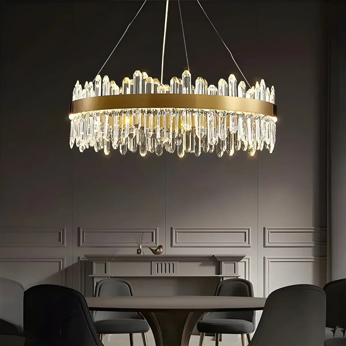 flairel Round Oval Crystal Chandelier