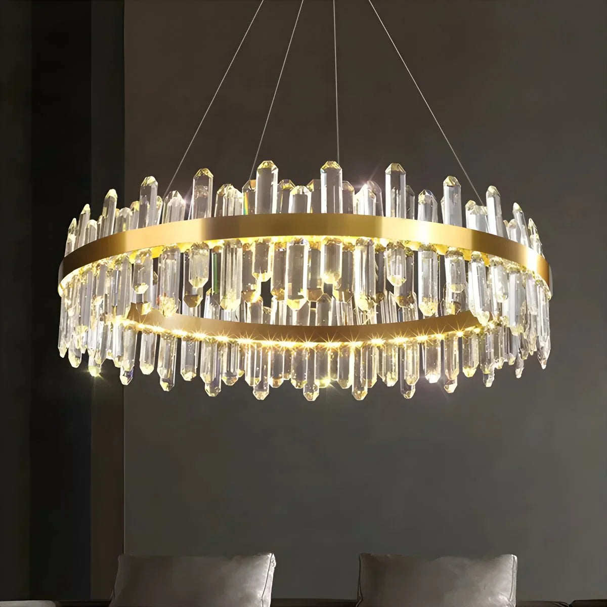 flairel Round Oval Crystal Chandelier
