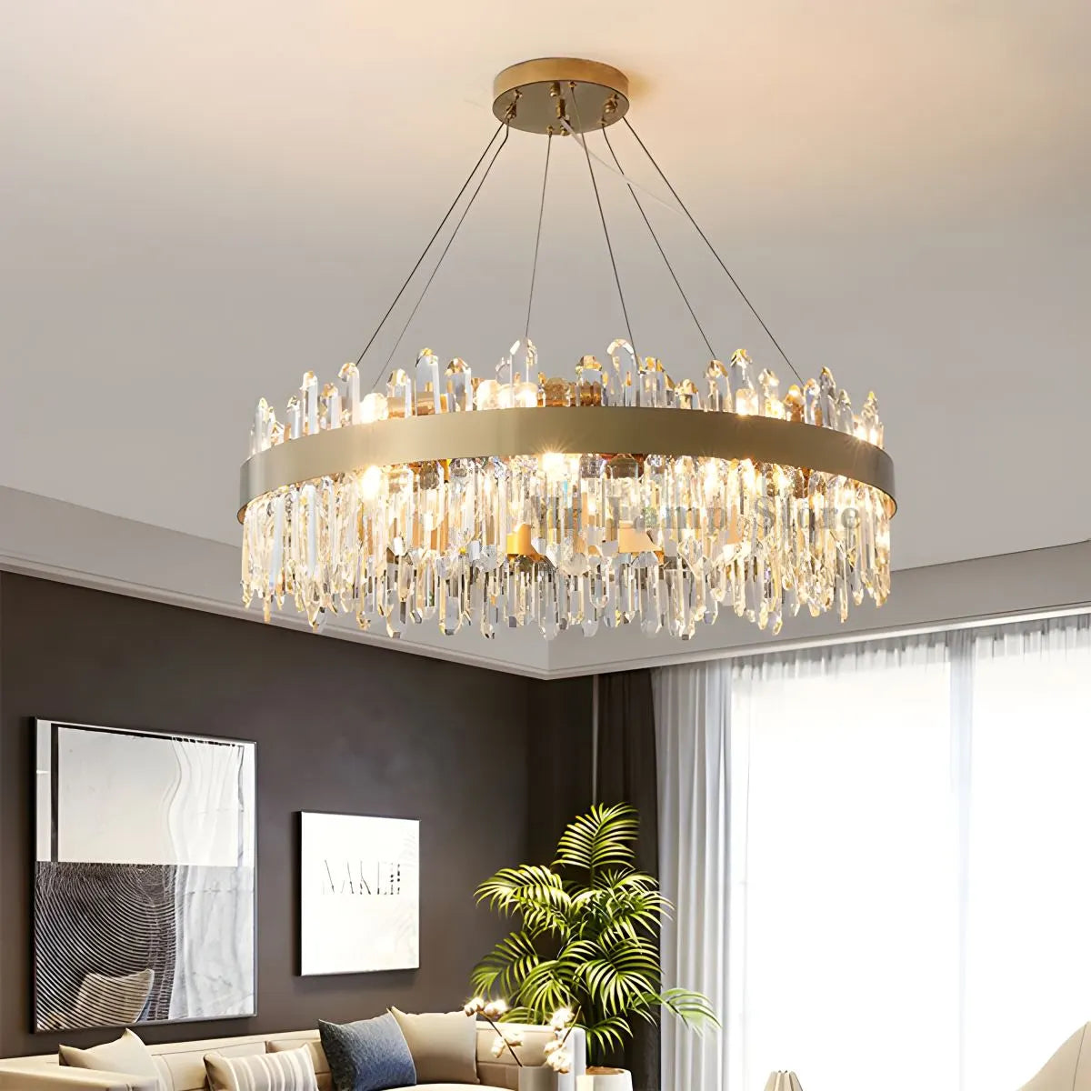 flairel Round Oval Crystal Chandelier