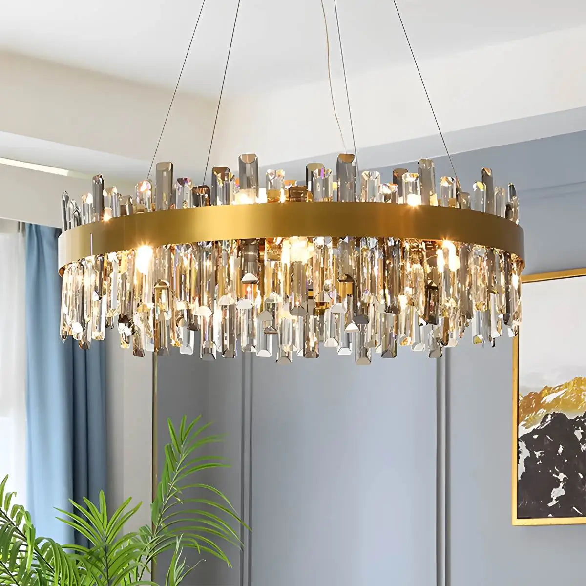 flairel Round Oval Crystal Chandelier