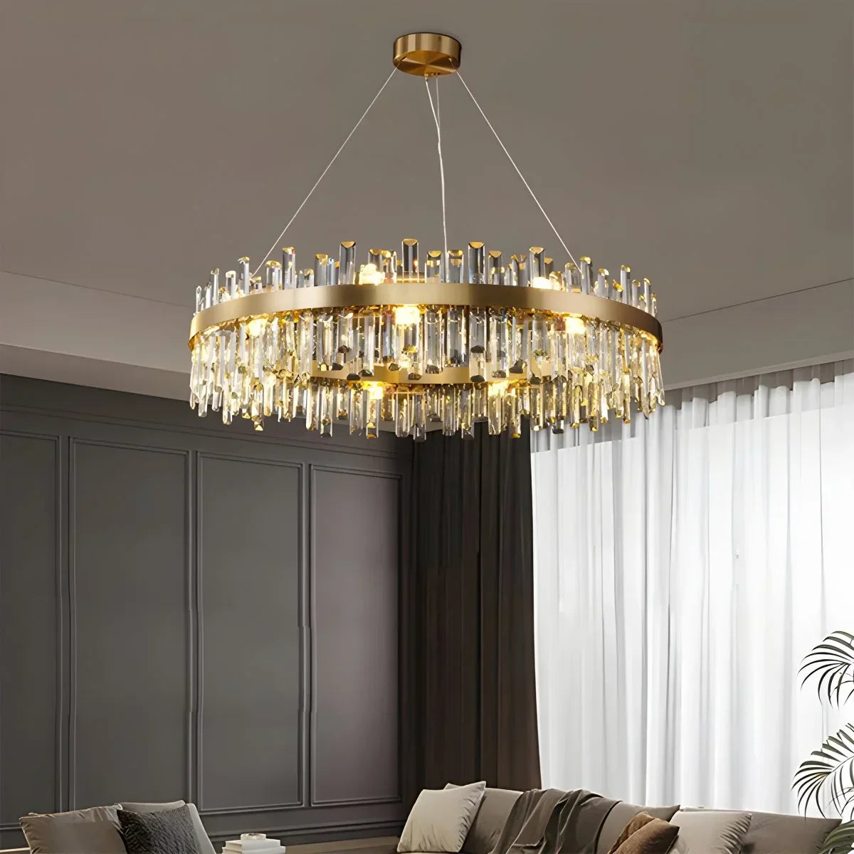 flairel Round Oval Crystal Chandelier