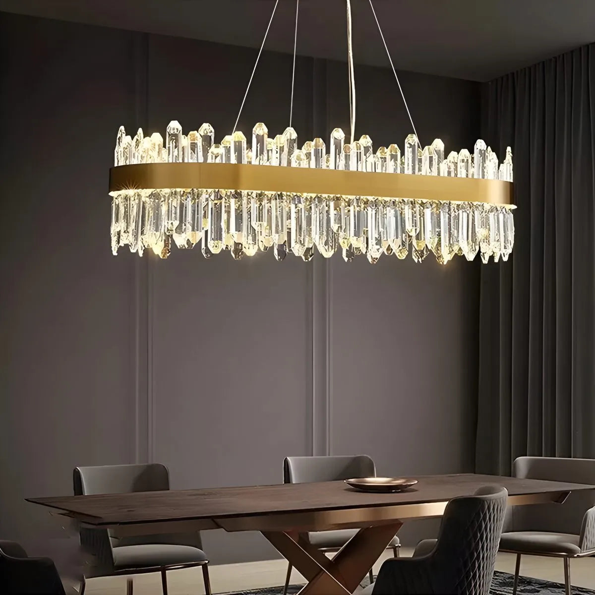 flairel Round Oval Crystal Chandelier